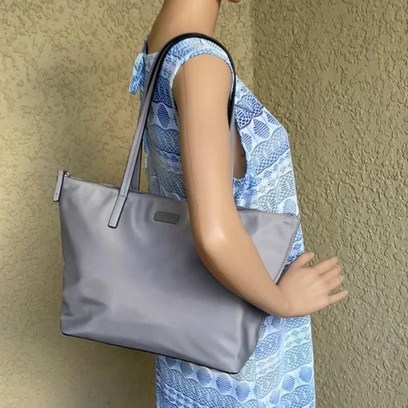 Kate Spade Hayden Nylon Top Zip Tote Nimbus Grey - Picture 12 of 16